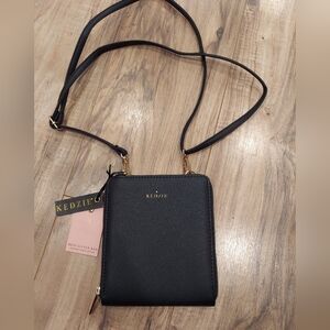 KEDZIE Best Little Bag in Saffiano Vegan Leather Crossbody Bag Black New!